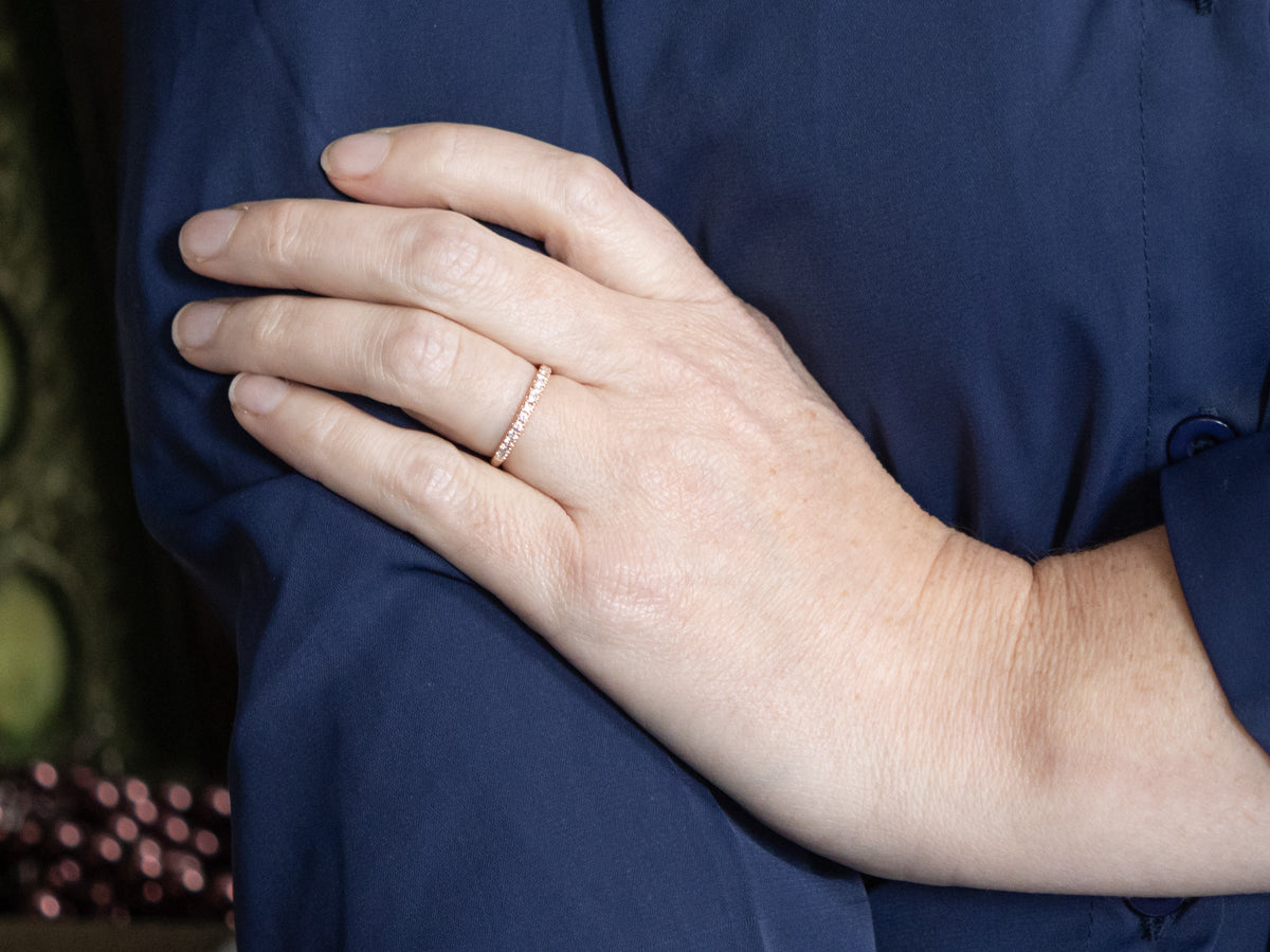 Polished Rose Gold Diamond Band