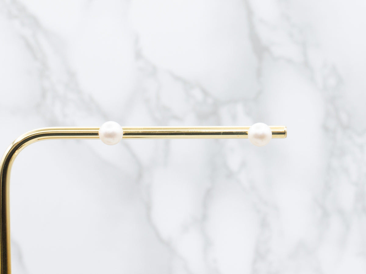 Yellow Gold Classic Pearl Stud Earrings