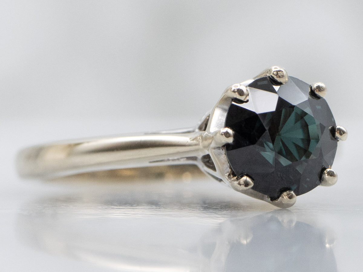 Color Changing Garnet and White Gold Solitaire Ring