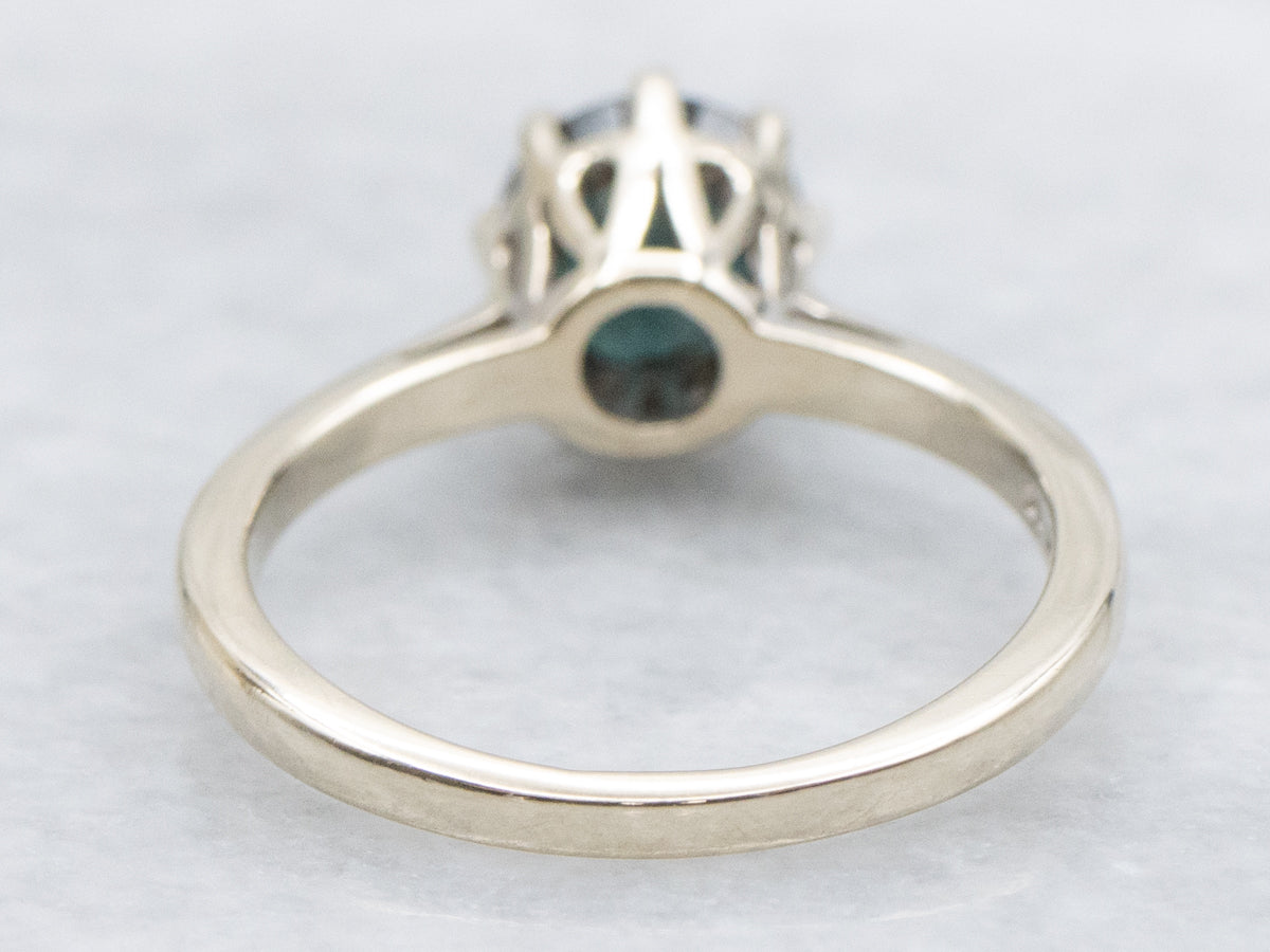 Color Changing Garnet and White Gold Solitaire Ring