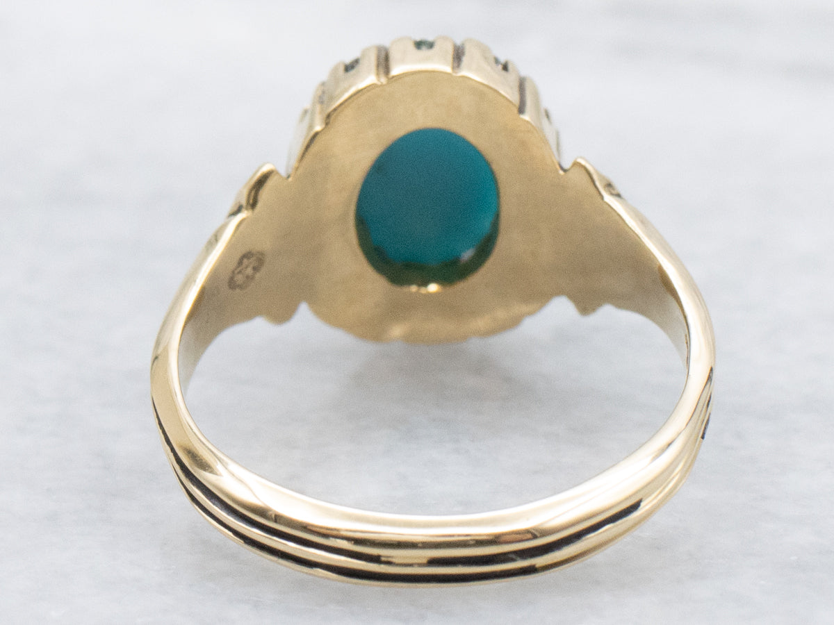 Turquoise and Diamond Halo Helena Ring by Elizabeth Henry