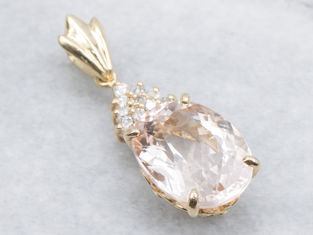 Pretty Pink Morganite and Diamond Pendant
