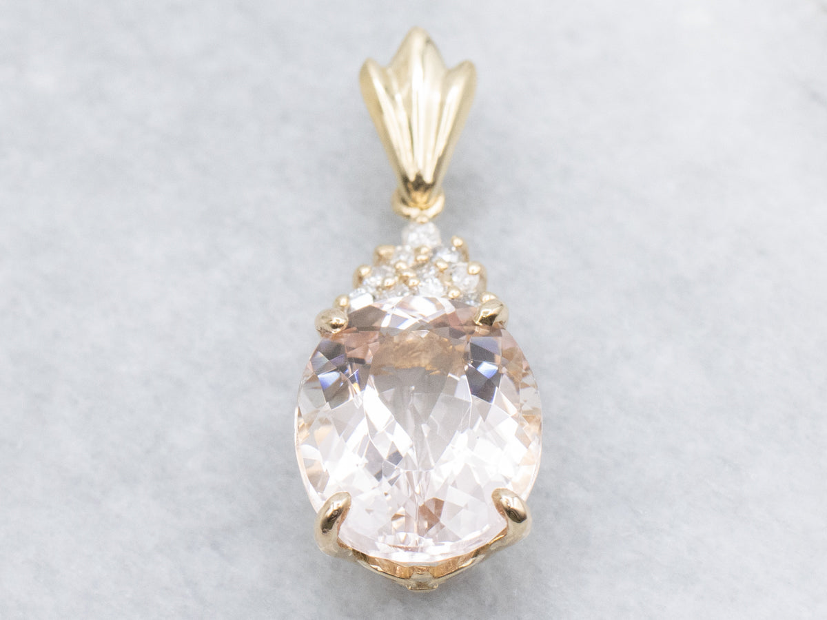 Pretty Pink Morganite and Diamond Pendant