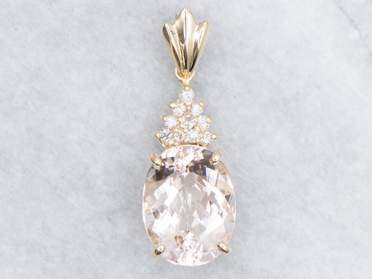 Pretty Pink Morganite and Diamond Pendant