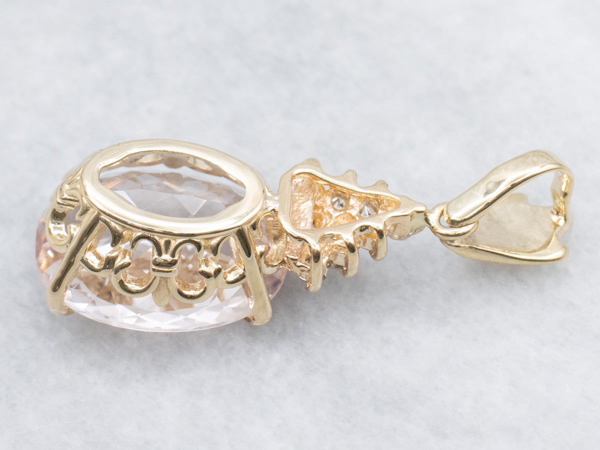 Pretty Pink Morganite and Diamond Pendant