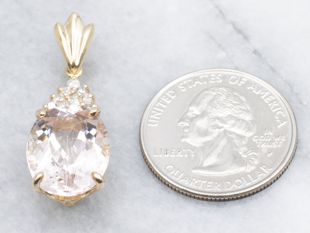 Pretty Pink Morganite and Diamond Pendant