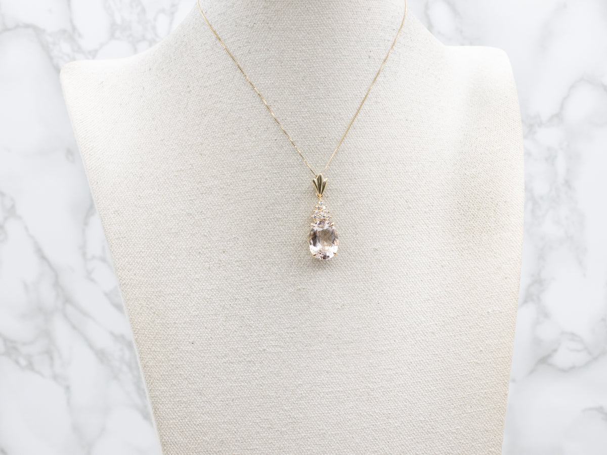 Pretty Pink Morganite and Diamond Pendant