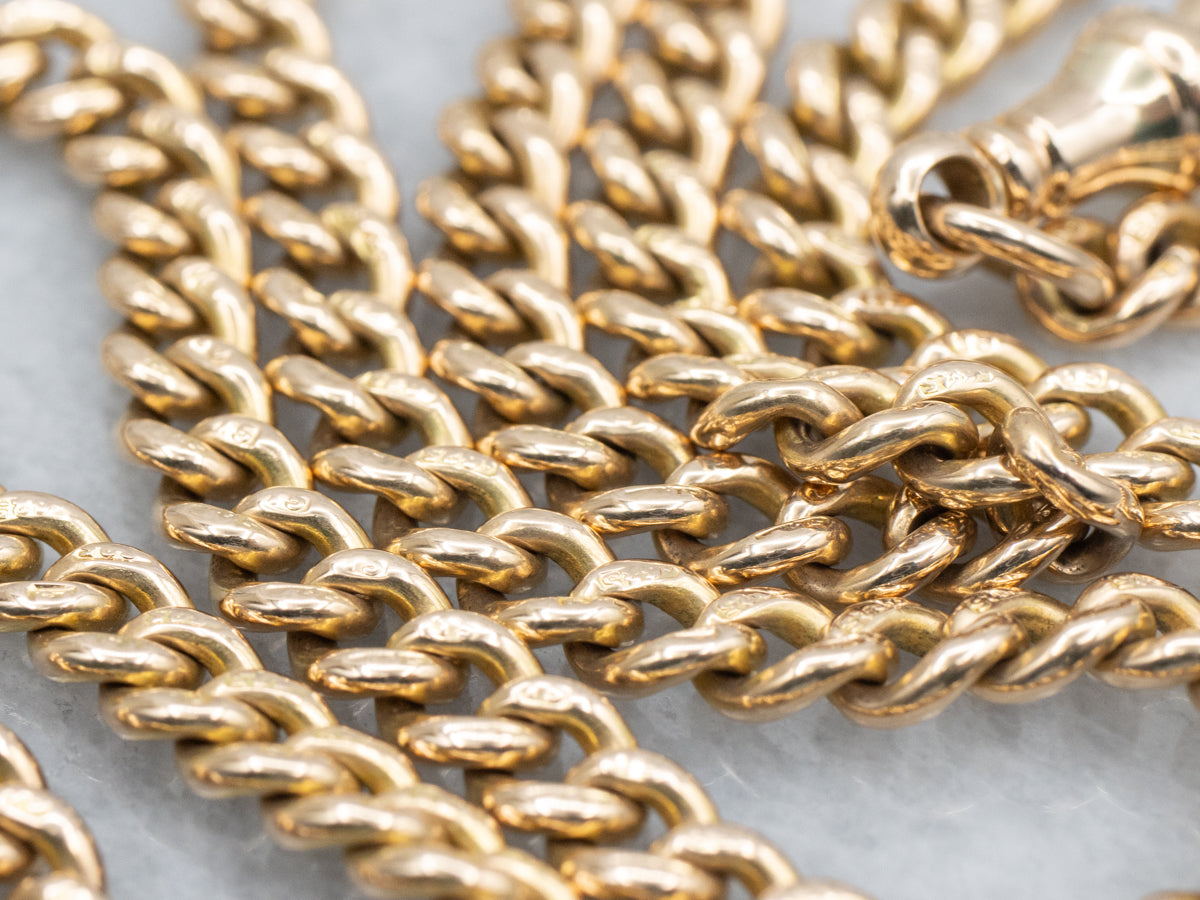 Vintage Yellow Gold Curb Pocket Watch Chain