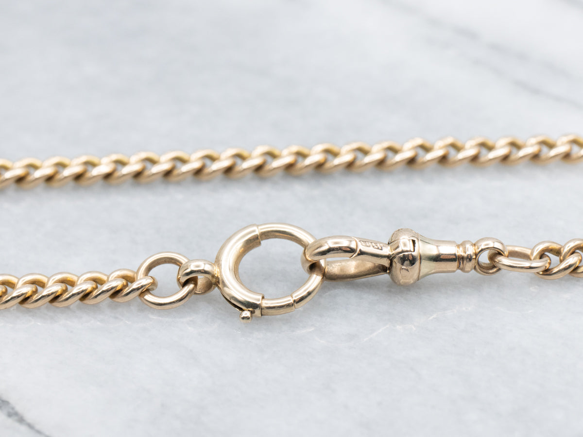 Vintage Yellow Gold Curb Pocket Watch Chain