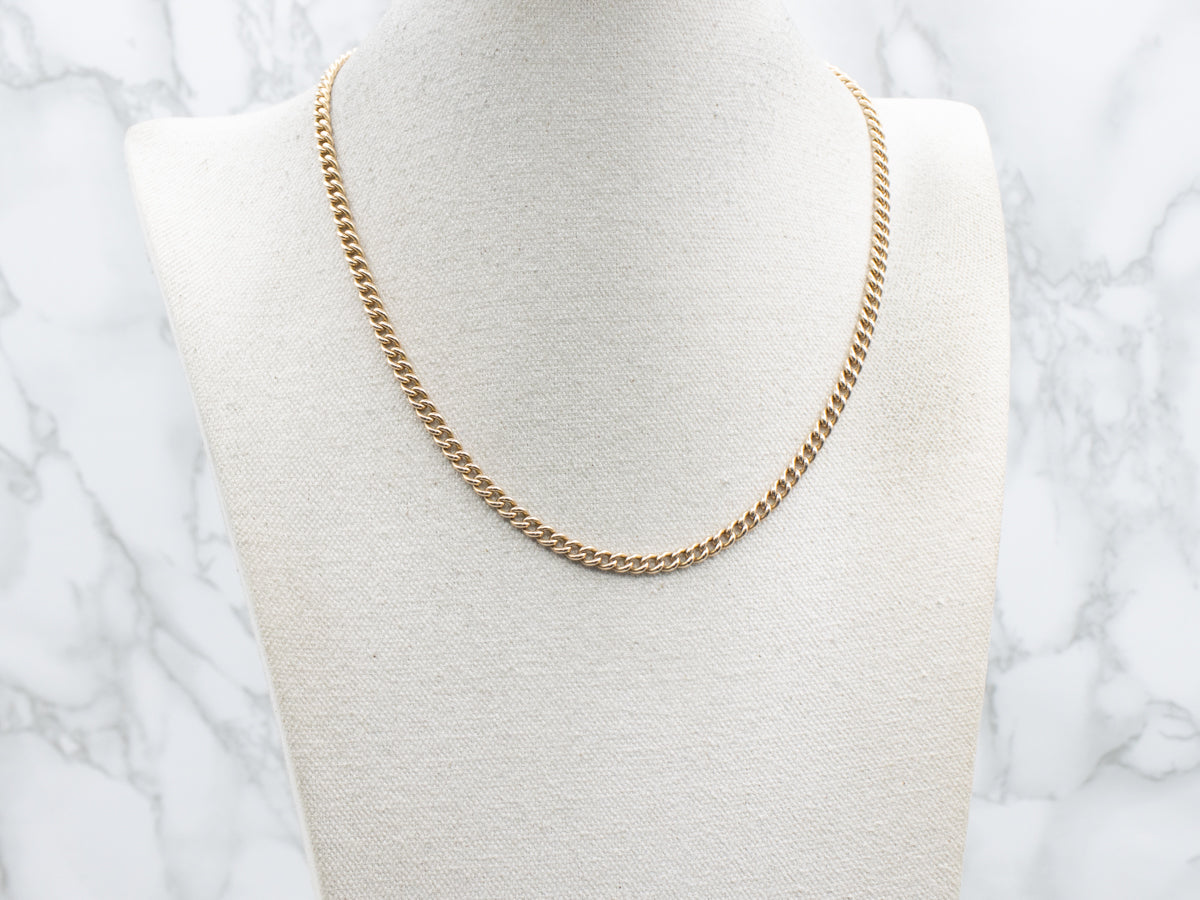 Vintage Yellow Gold Curb Pocket Watch Chain