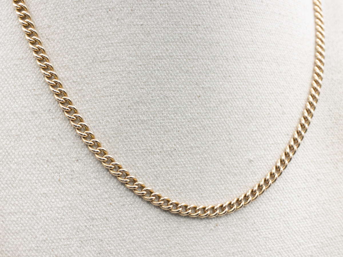Vintage Yellow Gold Curb Pocket Watch Chain