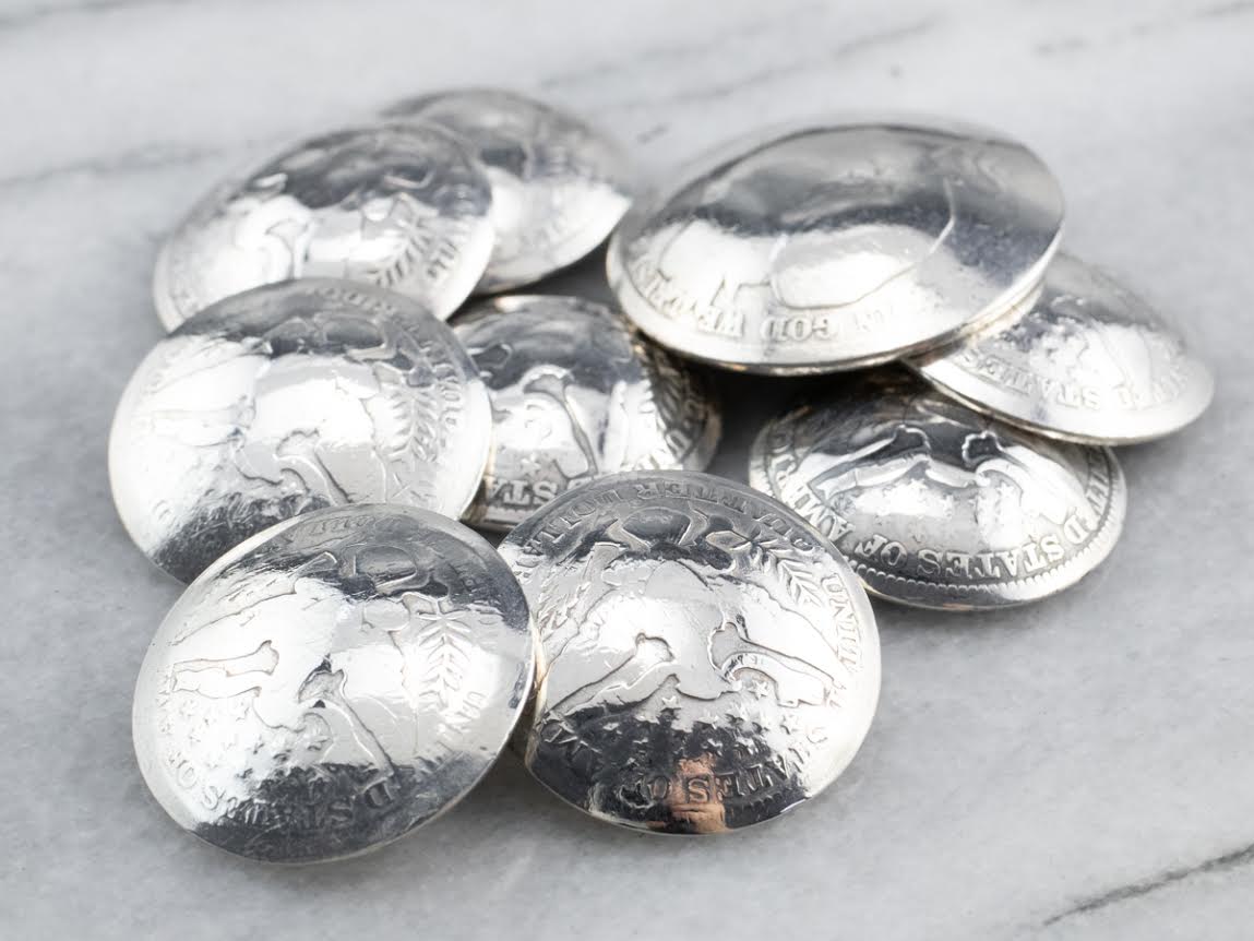 Silver USA Barber Quarter Coin Button Set