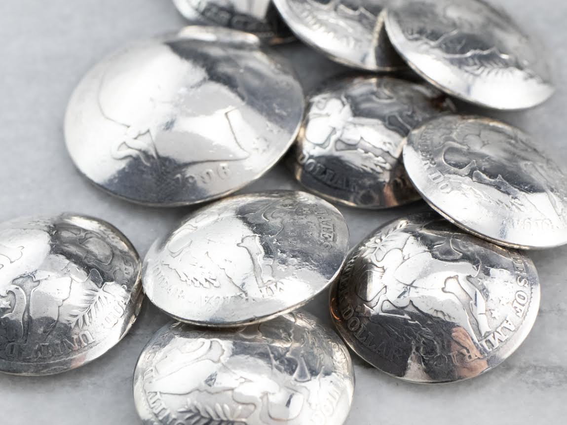Silver USA Barber Quarter Coin Button Set