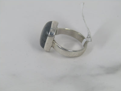 Bezel Set Silver Labradorite Band Ring