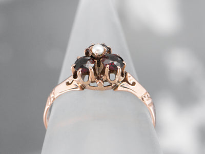 Victorian Era Garnet Seed Pearl Ring