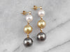 Long Multi Color Pearl and Diamond Drop Earrings