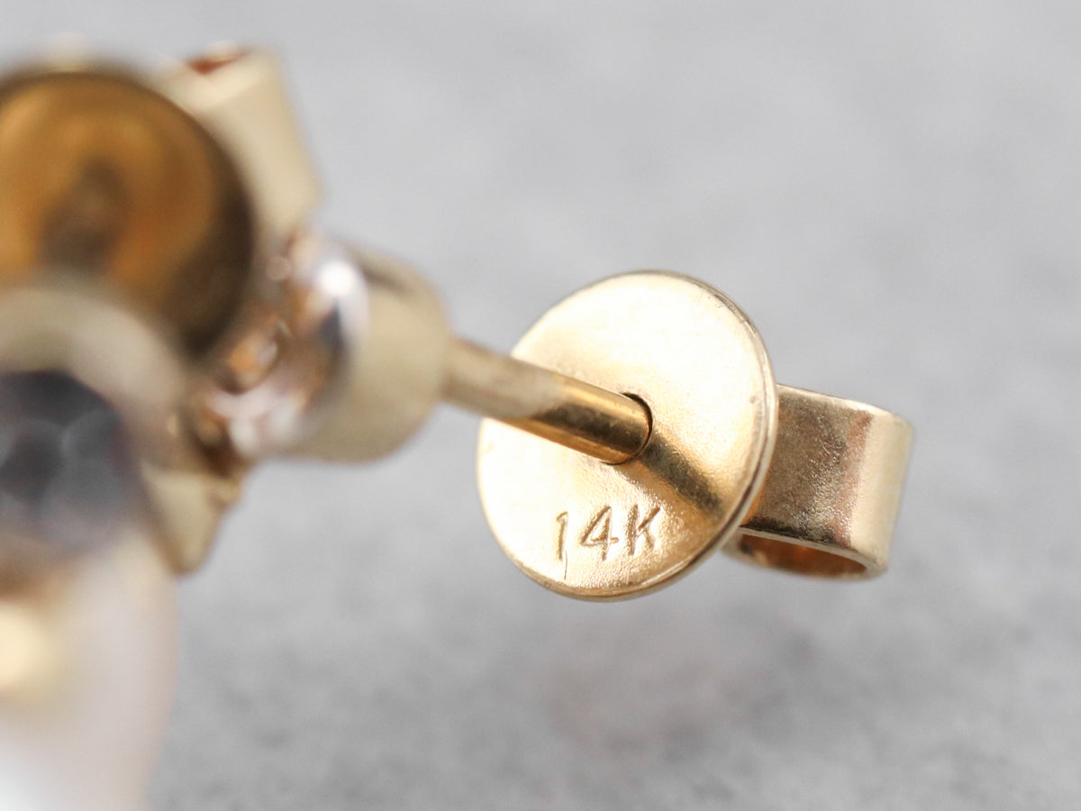 Long Multi Color Pearl and Diamond Drop Earrings