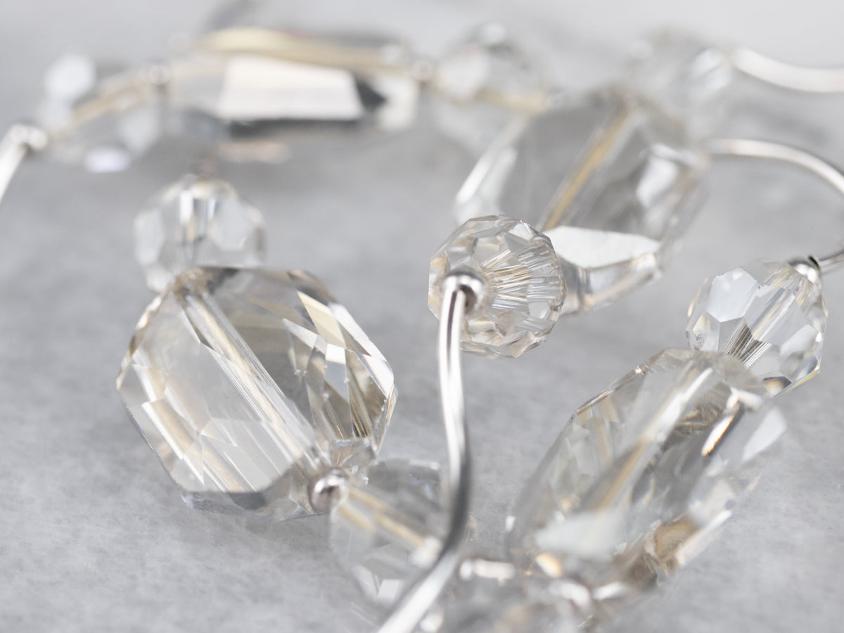 Champagne and White Crystal Beaded Necklace