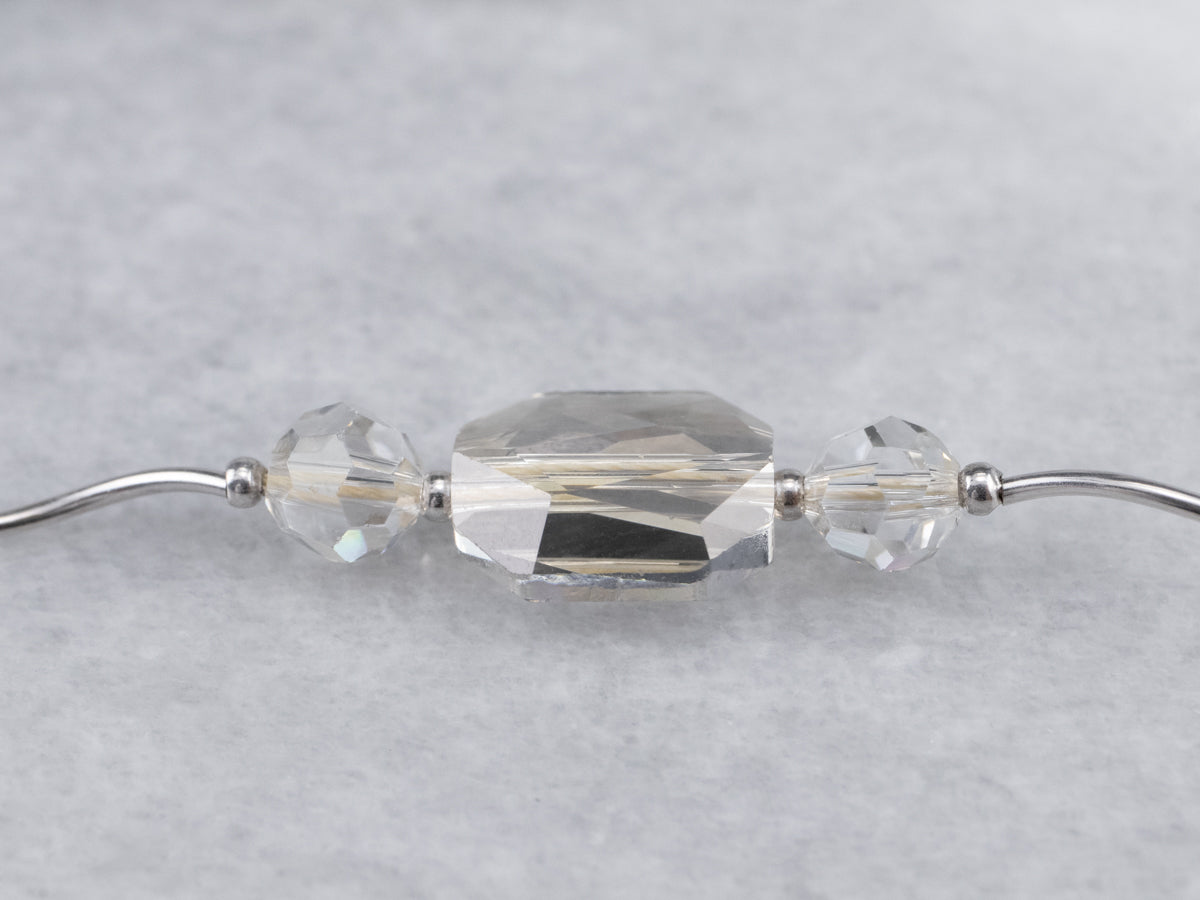 Champagne and White Crystal Beaded Necklace