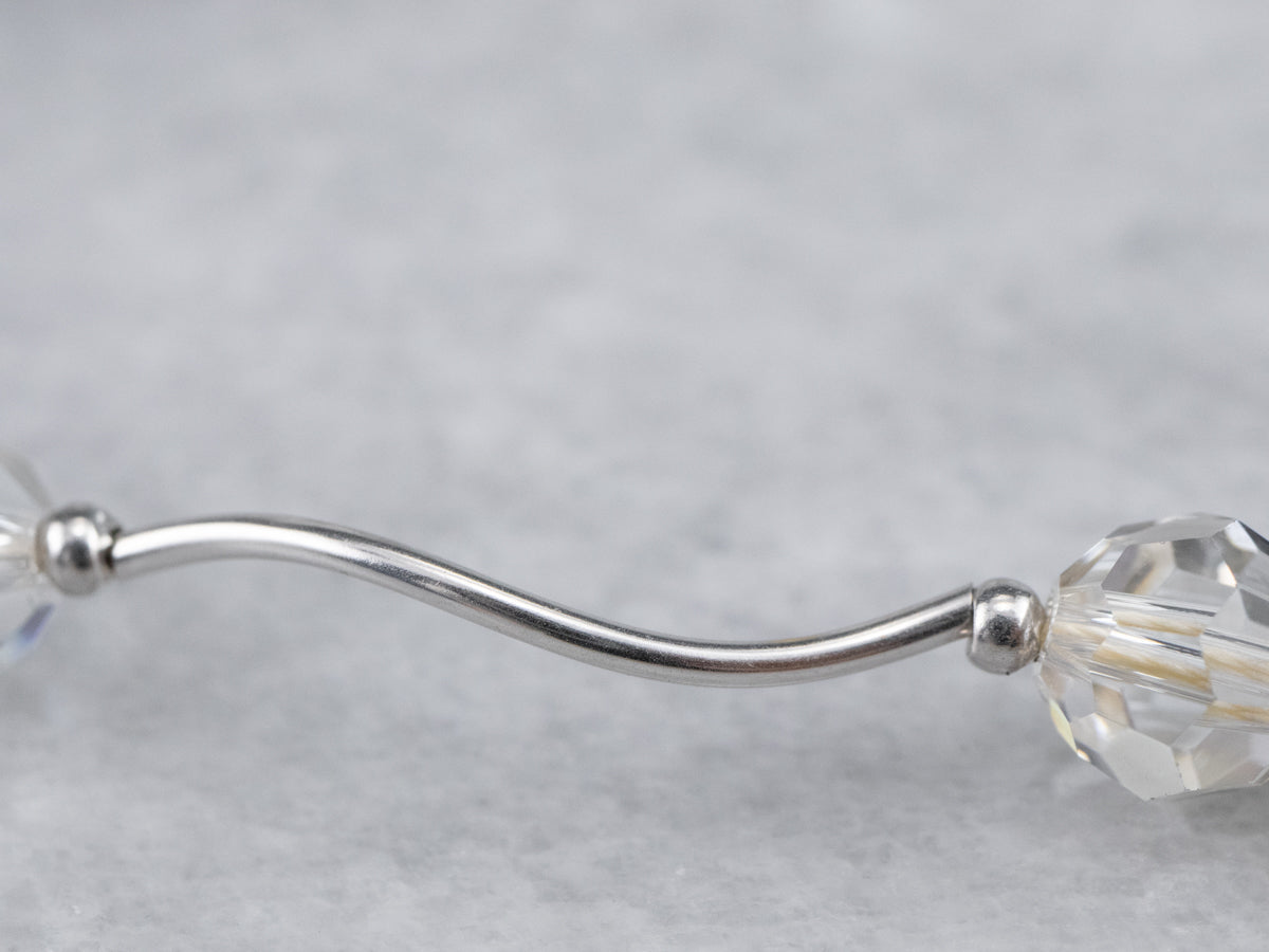 Champagne and White Crystal Beaded Necklace