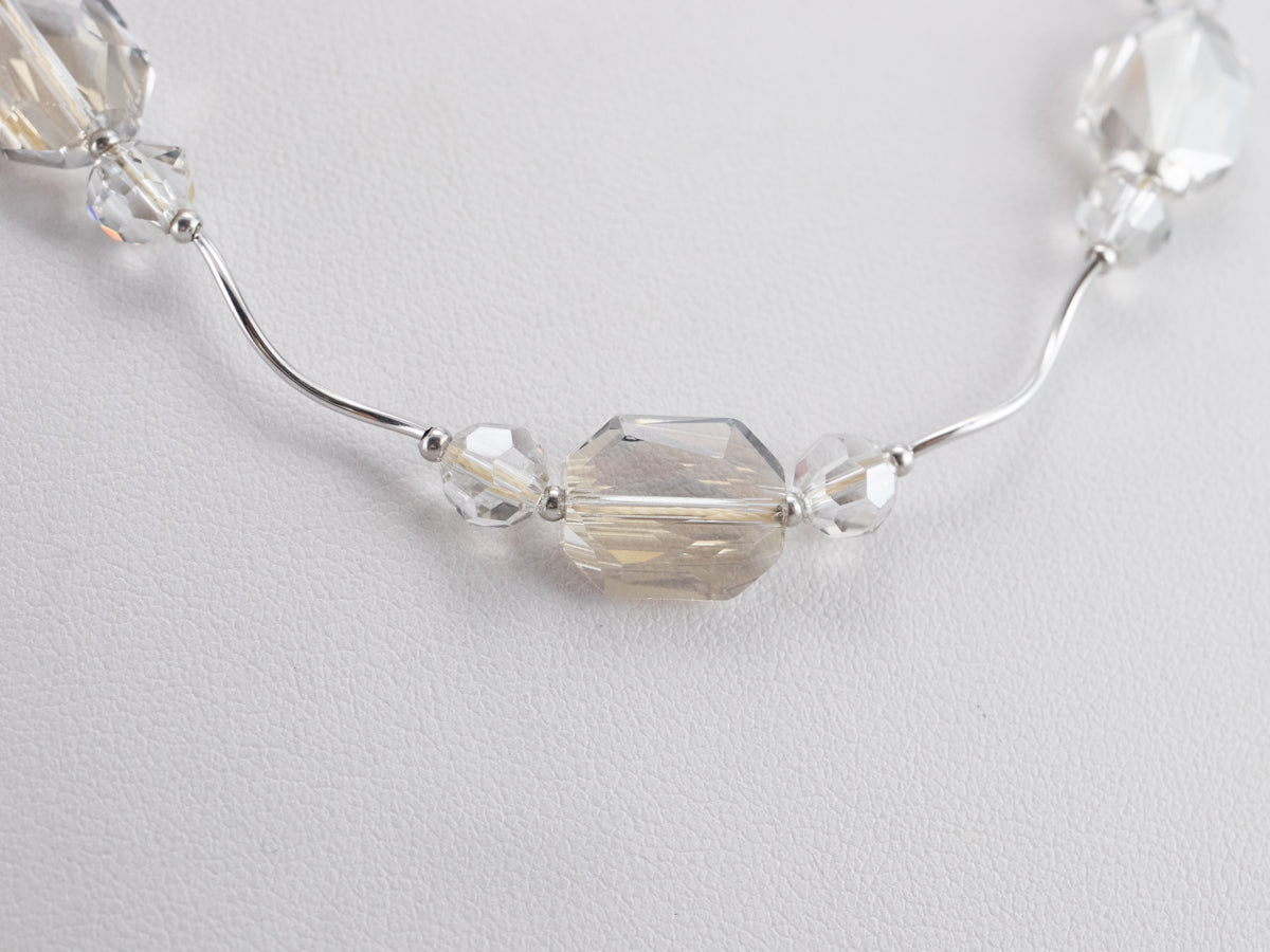 Champagne and White Crystal Beaded Necklace