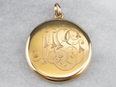 Bloomed Gold Victorian "MPG" Monogrammed Locket