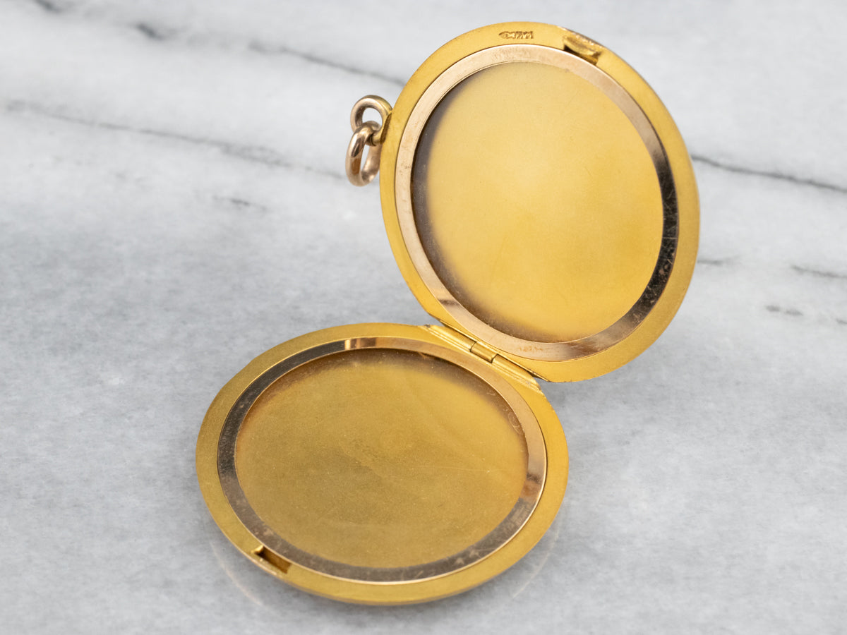 Medallón con monograma "MPG" victoriano de oro florecido