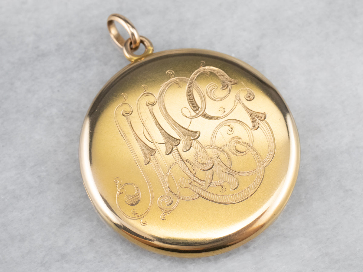 Bloomed Gold Victorian MPG Monogrammed Locket