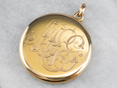 Bloomed Gold Victorian "MPG" Monogrammed Locket