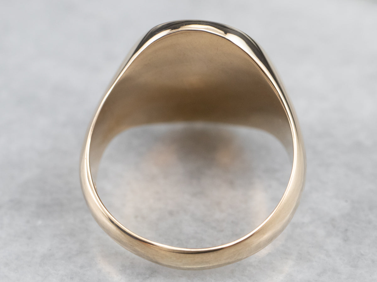 Bold Gold "D and Crown" Signet Ring