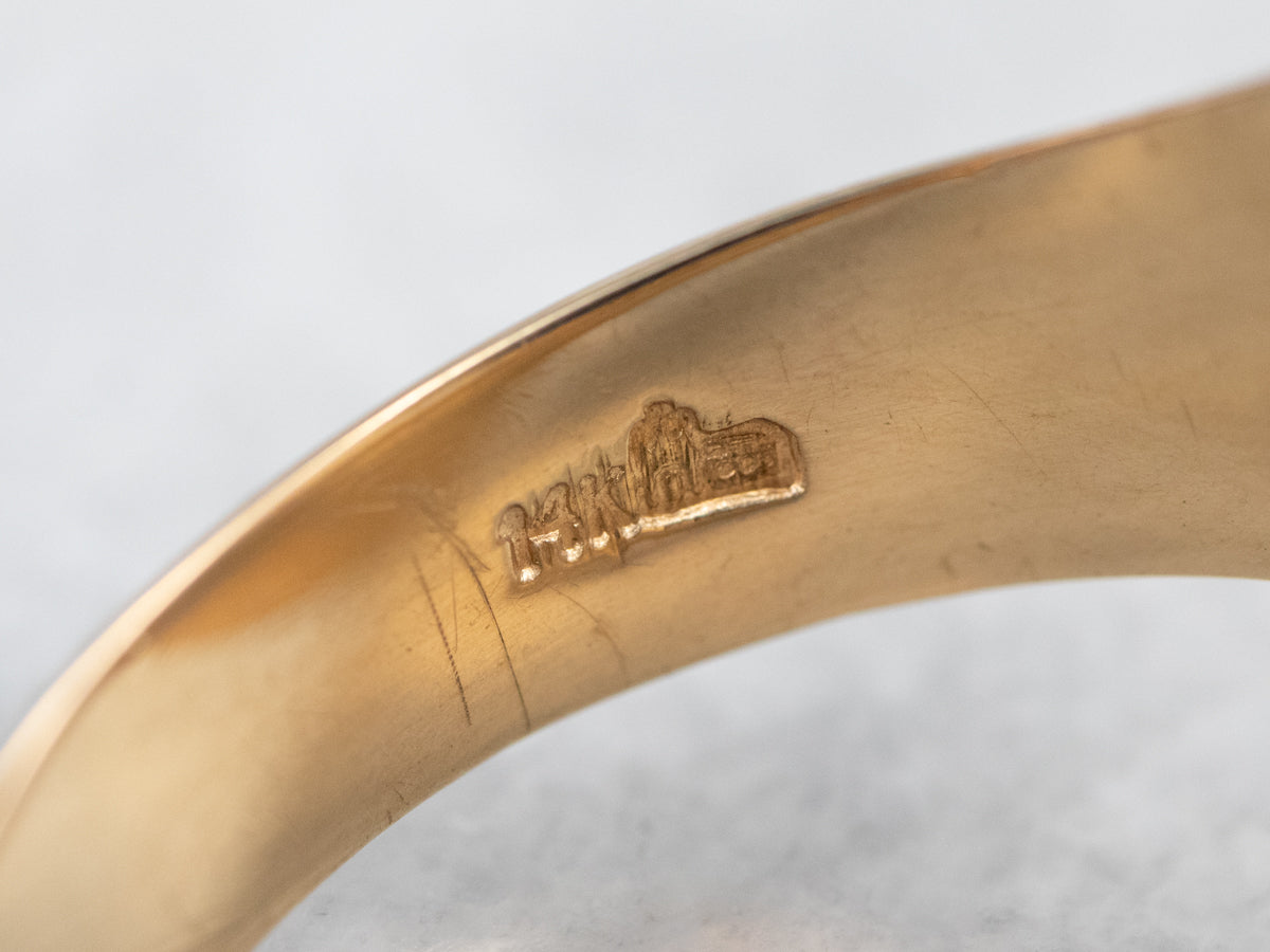 Bold Gold "D and Crown" Signet Ring