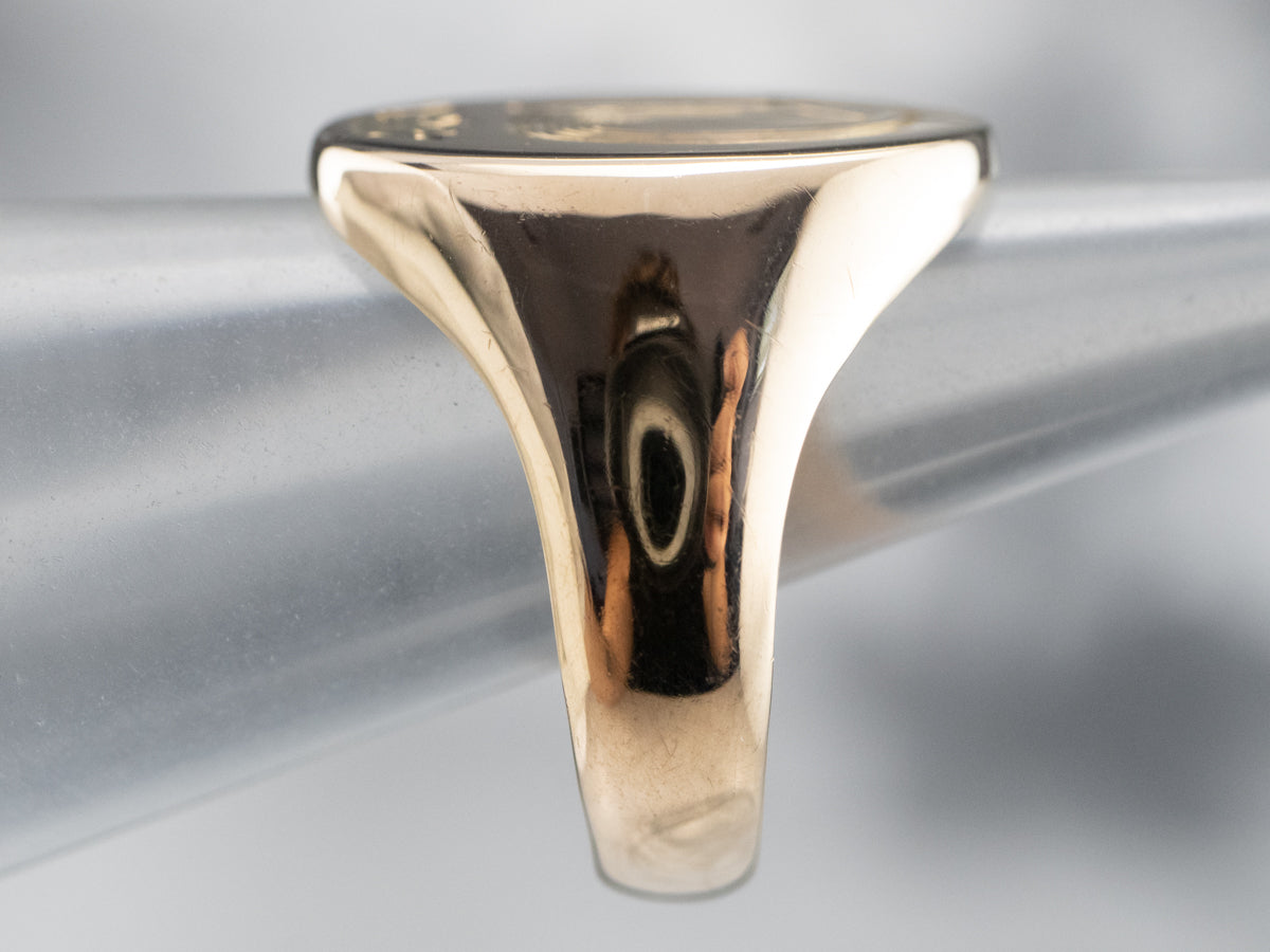 Bold Gold "D and Crown" Signet Ring