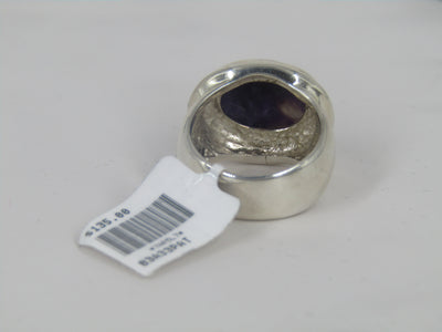 Silver Domed Frame Ring With Charoite Oval Center