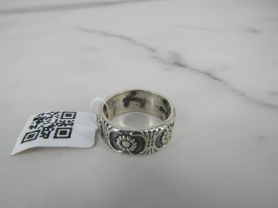 Floral Patterned Sterling Silver Band Ring