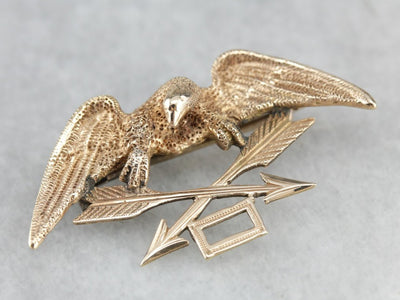 Antique US Military Patriotic Eagle Pin or Fraternal Brooch