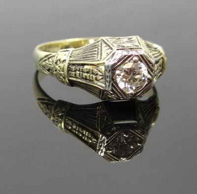 Art Nouveau Green Gold Mens Diamond Ring