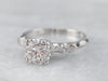 Retro Era Round Brilliant GIA Diamond Engagement Ring