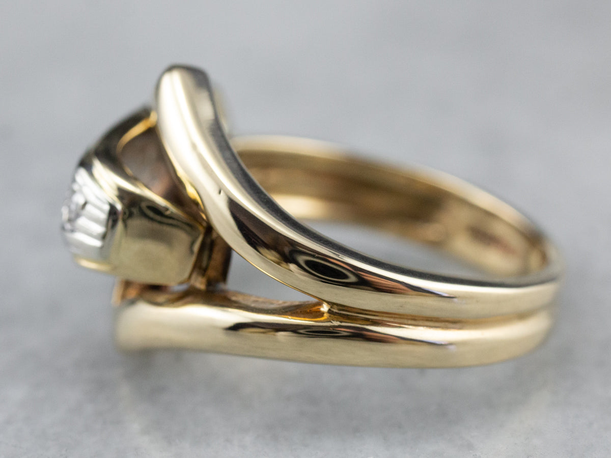 Two Tone Gold Diamond Buckle Ring