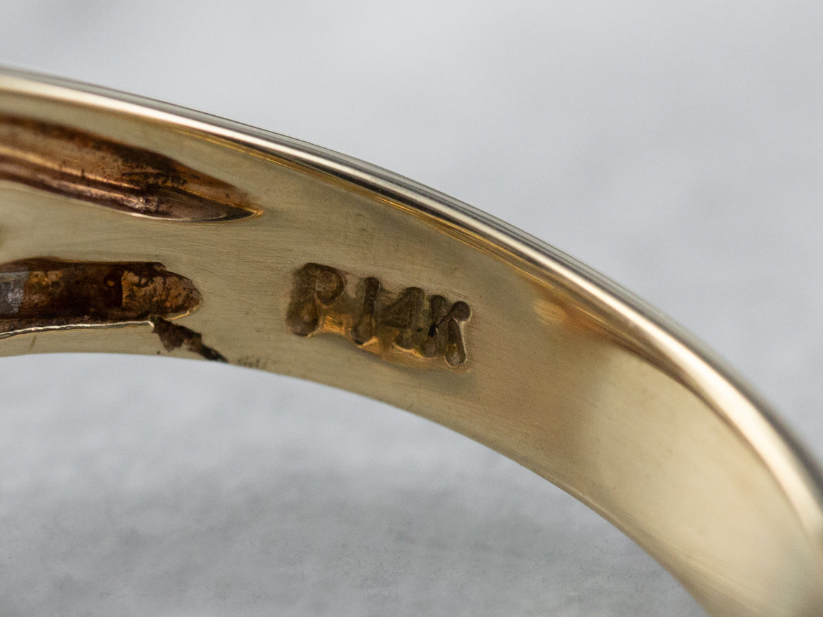 Two Tone Gold Diamond Buckle Ring