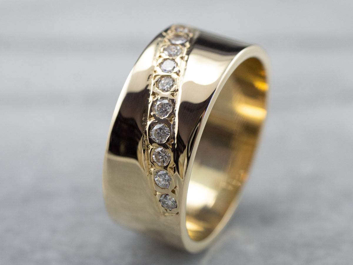Wide Gold Diamond Band
