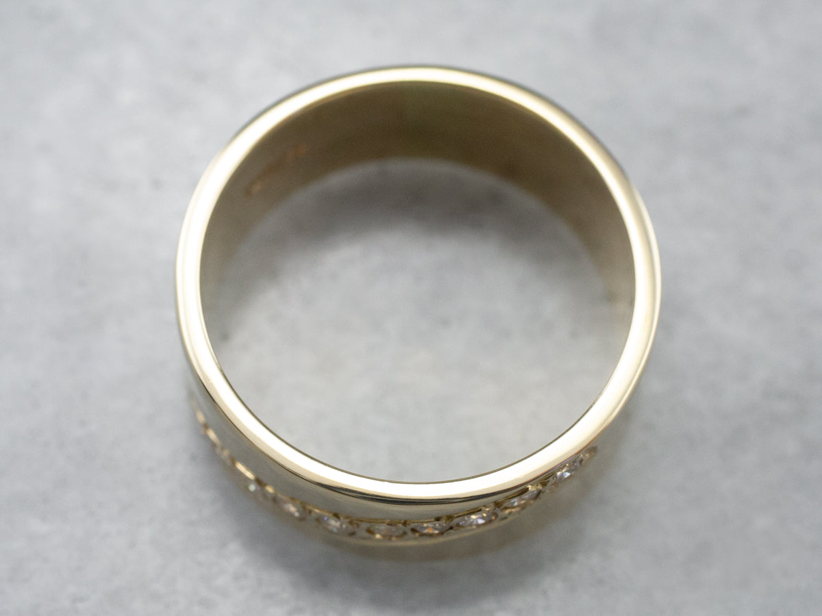 Wide Gold Diamond Band