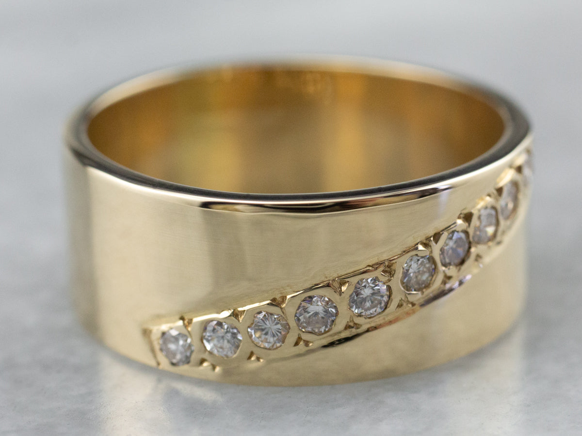 Wide Gold Diamond Band