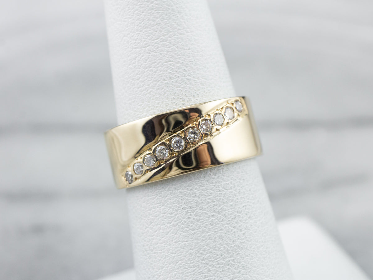 Wide Gold Diamond Band