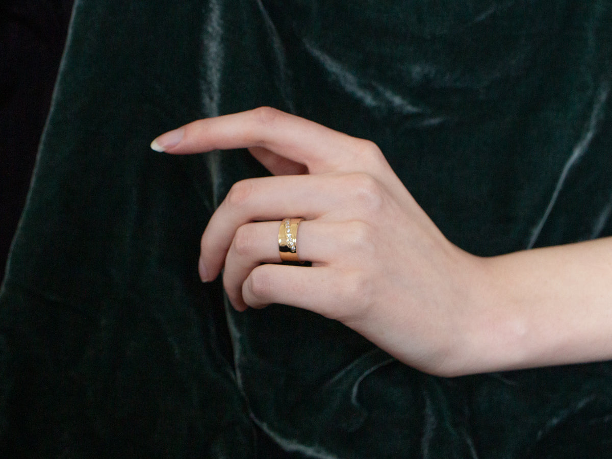Wide Gold Diamond Band