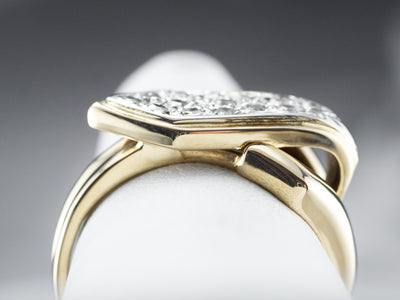 Two Tone Gold Diamond Buckle Ring