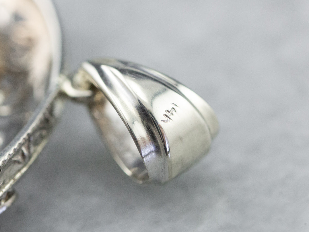 Art Deco Filigree Wreath White Gold Pendant