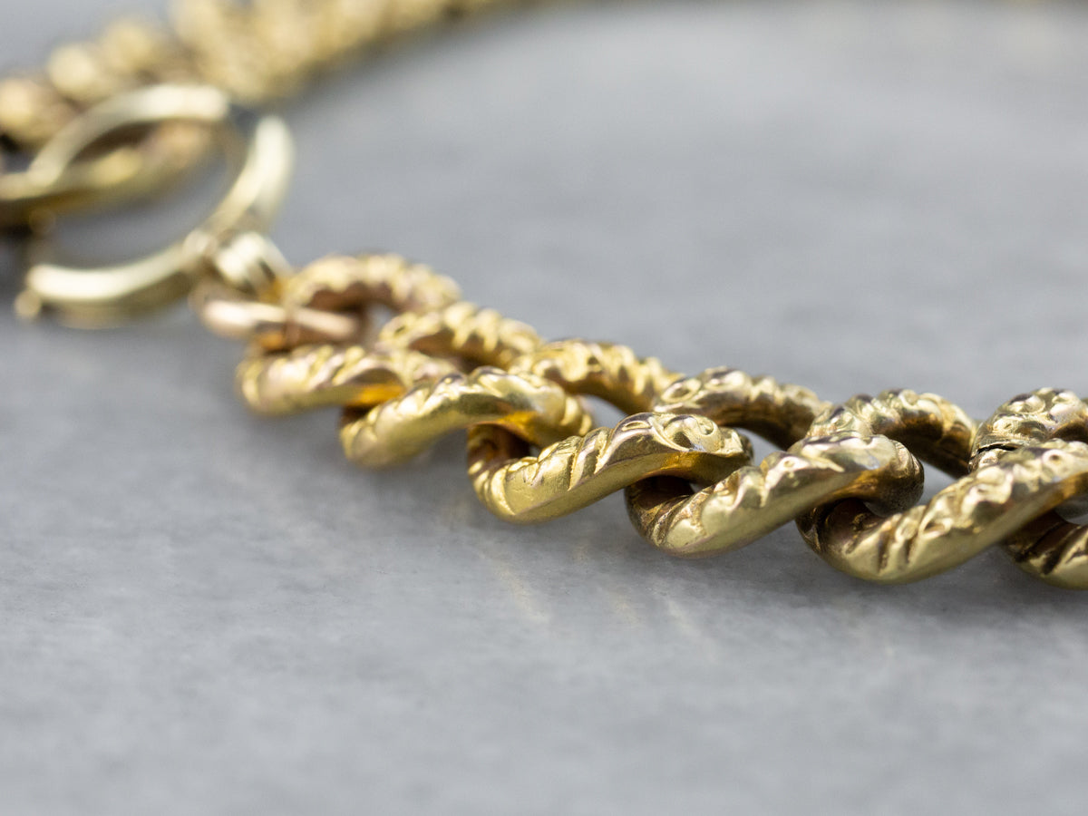 Victorian Chased Heart Lock Gold Chain Bracelet