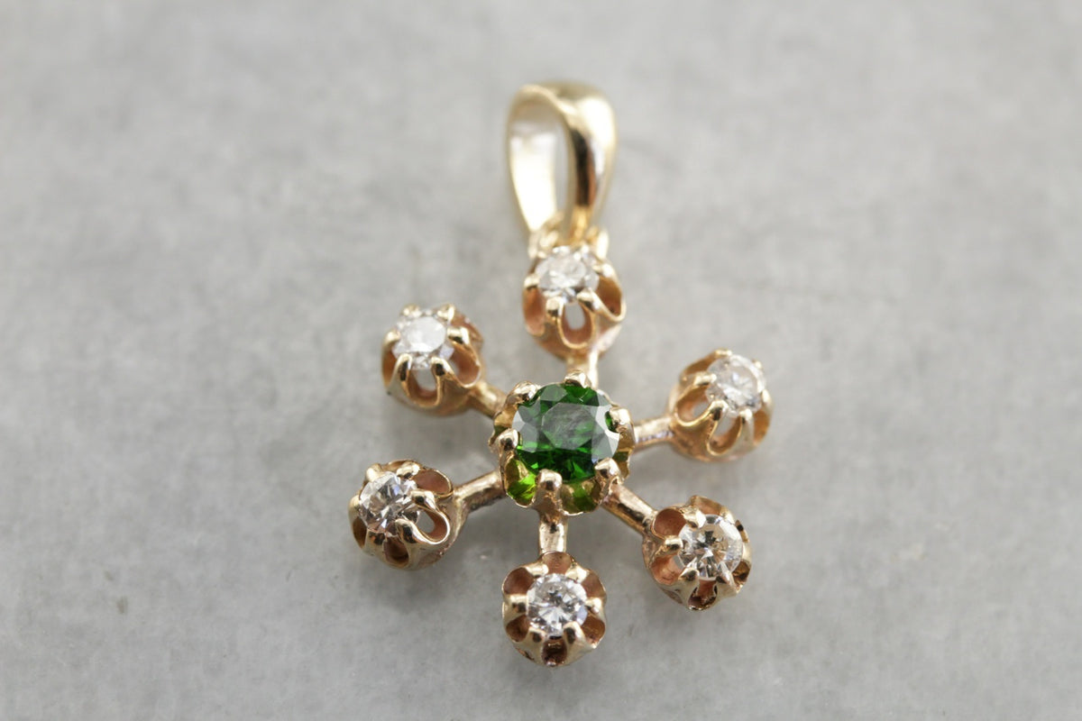 Demantoid Garnet Snowflake Pendant