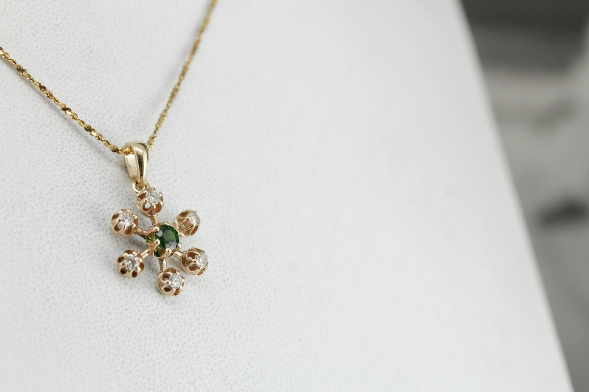 Demantoid Garnet Snowflake Pendant