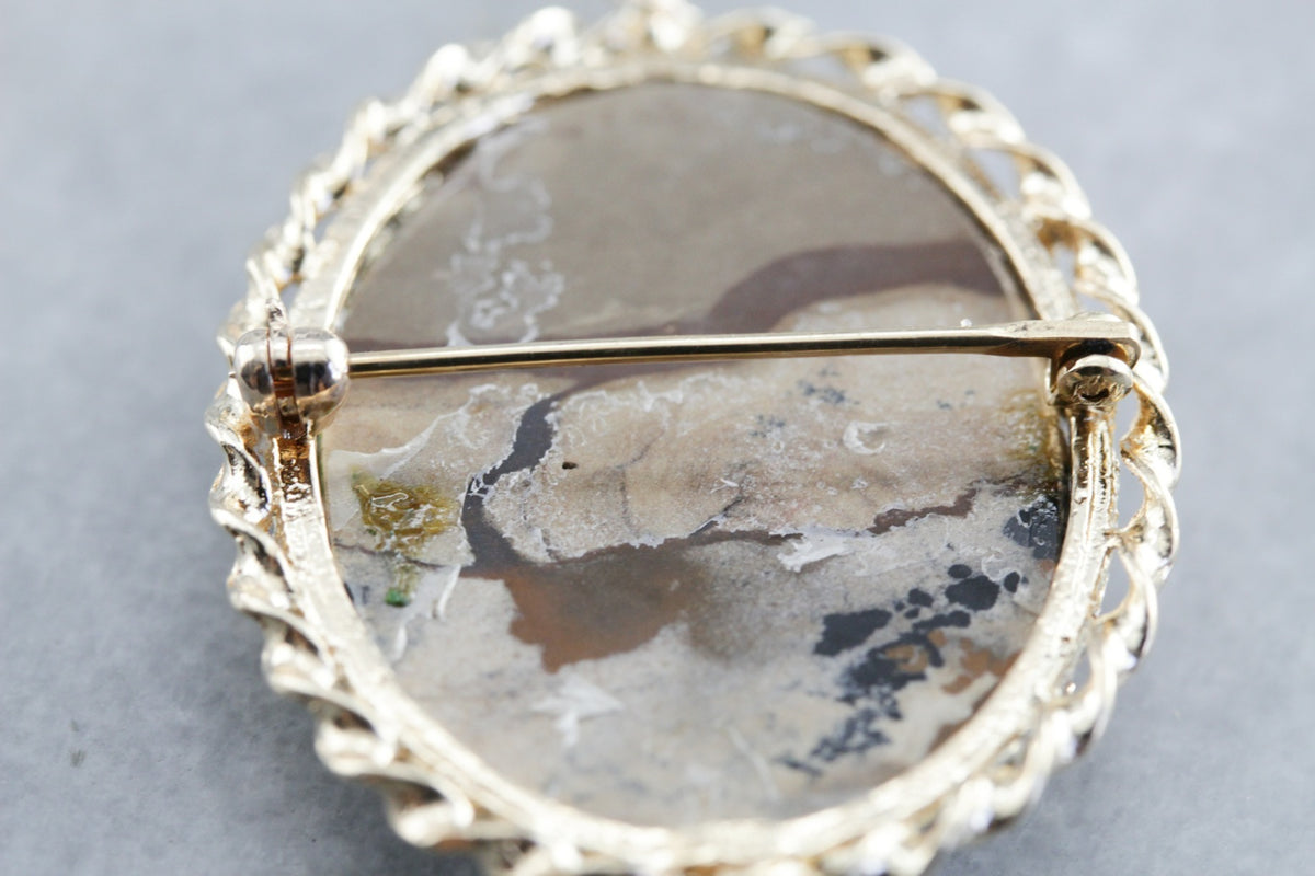 Stunning American Biggs Jasper Brooch or Pendant